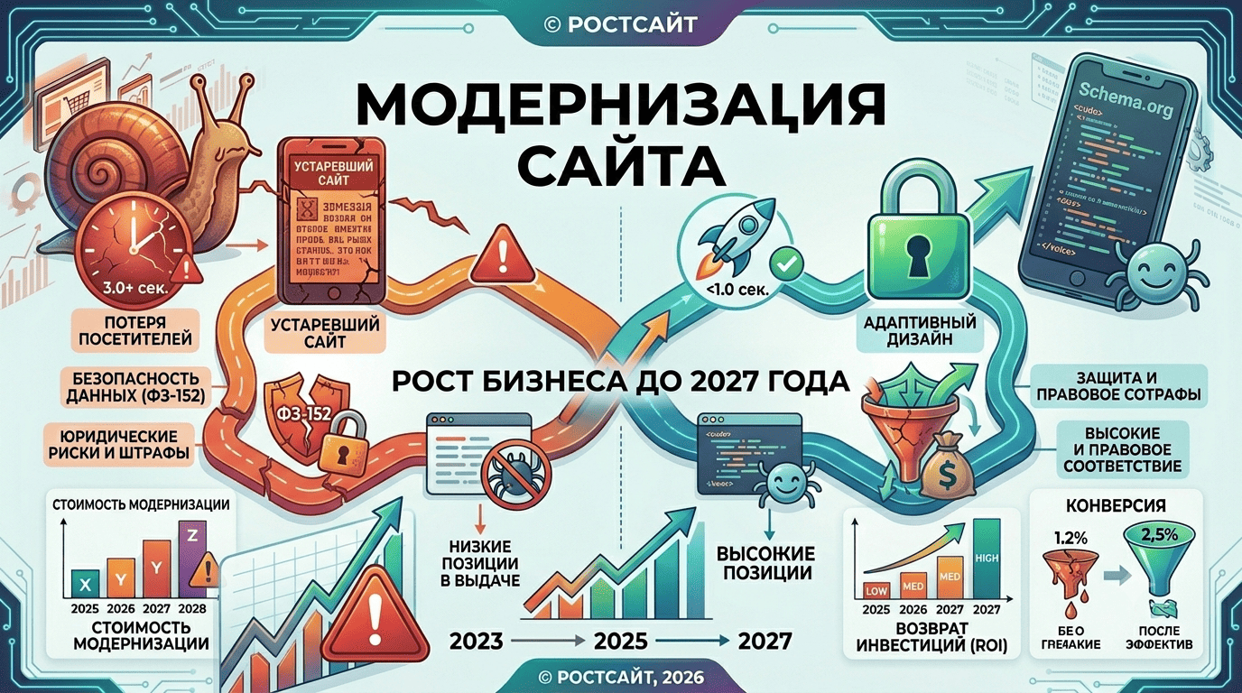 Обновление сайта для бизнеса до 2027 года – обязательный этап цифровой адаптации маркетинга 